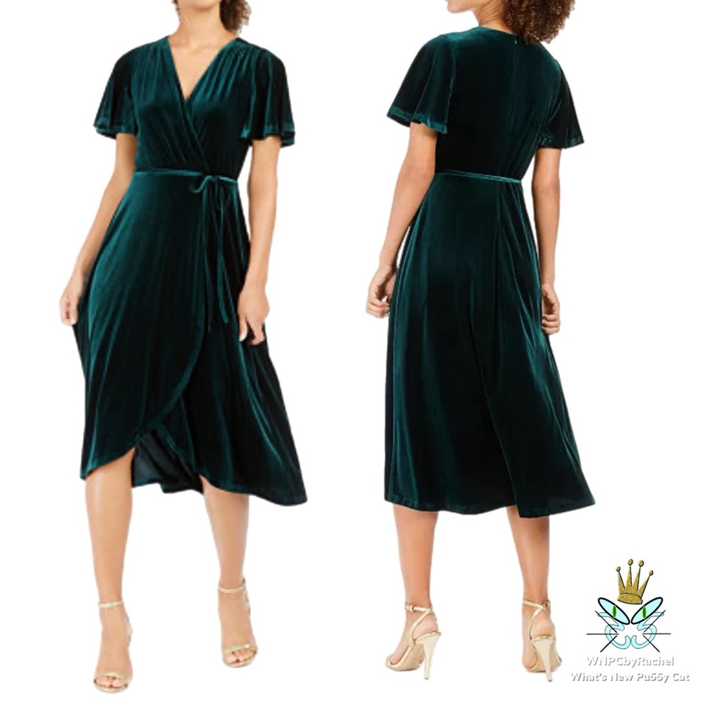 Vince Camuto Green Velvet Dress, Size 12